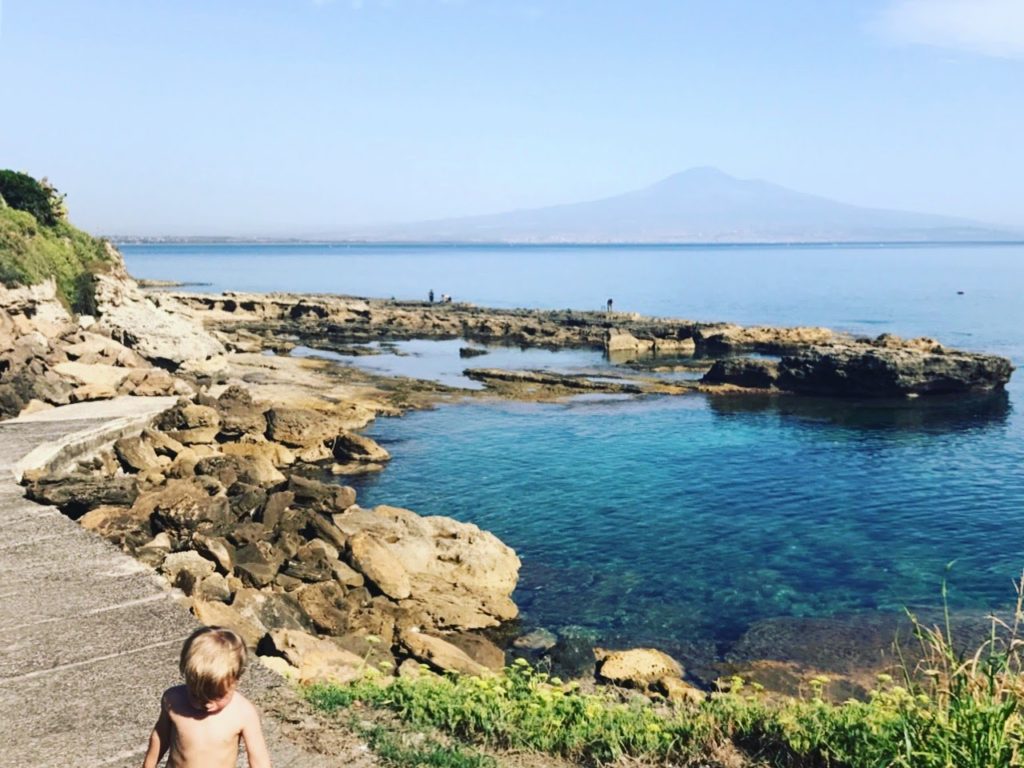 Our beach with Mt. Etna in the background