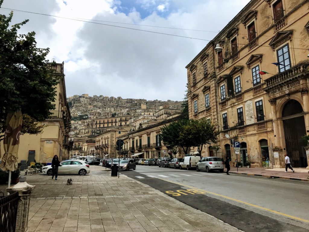 View to Modica Alta from Corso Umberto in Modica Bassa