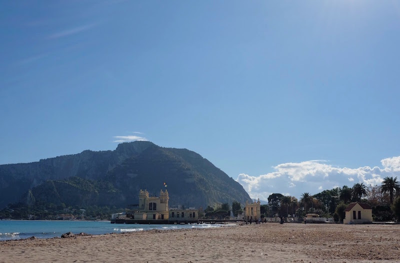 Mondello beach and view to Monte Pellegrino