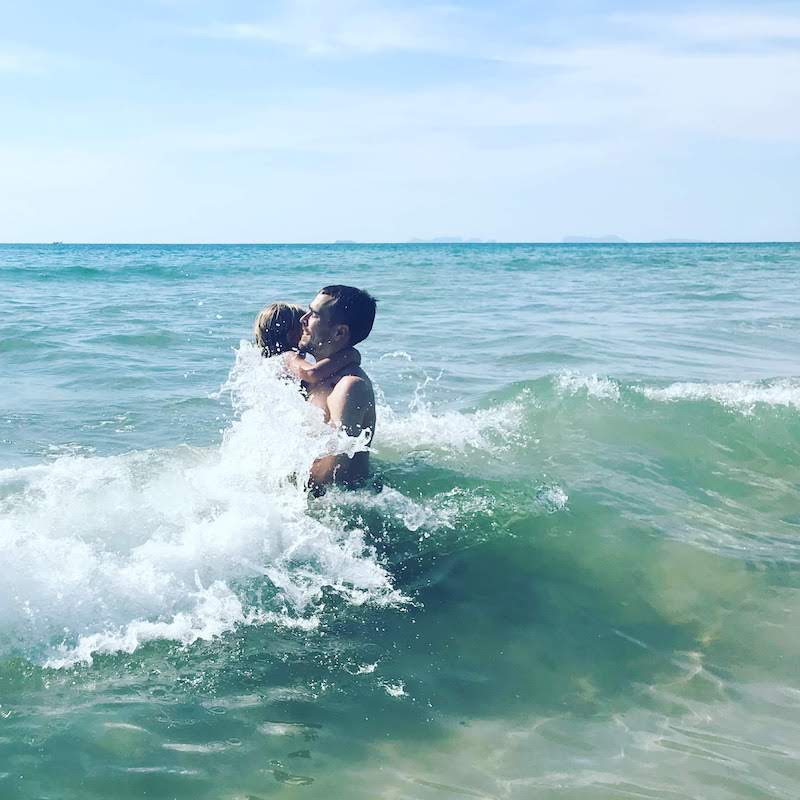 In the waves at Klong Nin Beach Koh Lanta