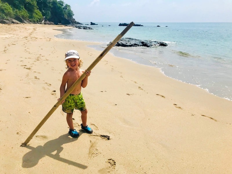 At the end of Klong Nin beach it is really peaceful and there are some rocks which is great for fishing and playing around