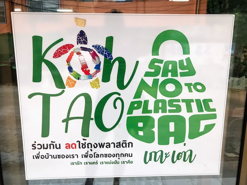 Say no to plastic sign at Koh Tao