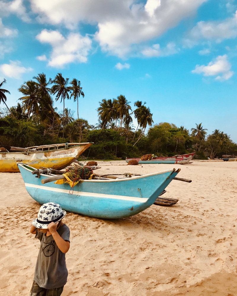 Boats at Talalla Beach South Sri Lanka