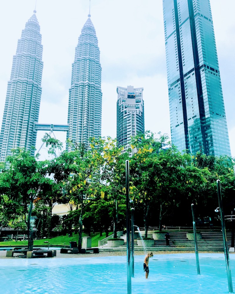 Cooling down in the kids pool in KLCC park